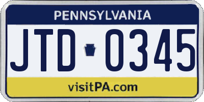 PA license plate JTD0345