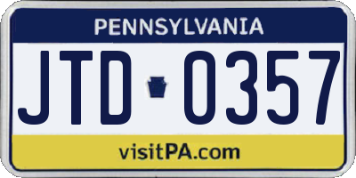 PA license plate JTD0357