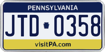 PA license plate JTD0358