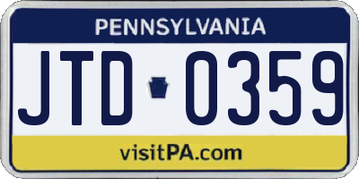 PA license plate JTD0359