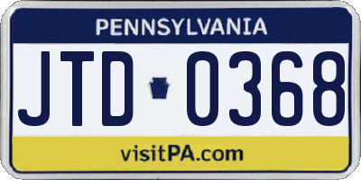 PA license plate JTD0368