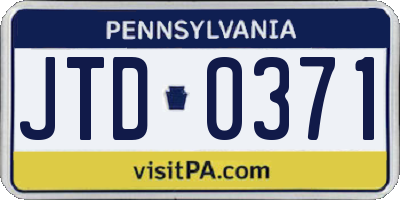 PA license plate JTD0371