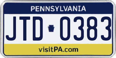 PA license plate JTD0383