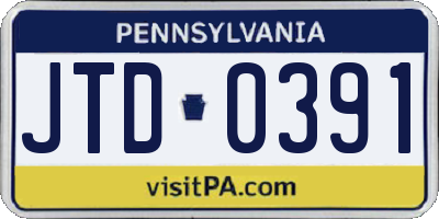 PA license plate JTD0391