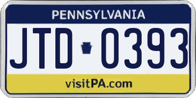PA license plate JTD0393