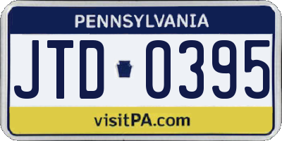 PA license plate JTD0395