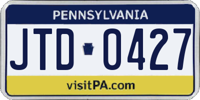 PA license plate JTD0427