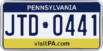 PA license plate JTD0441