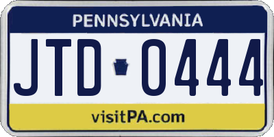 PA license plate JTD0444