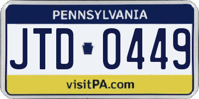 PA license plate JTD0449