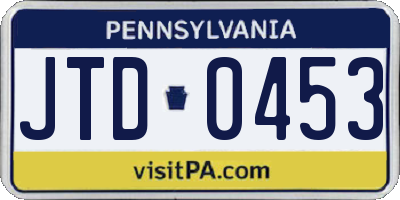 PA license plate JTD0453