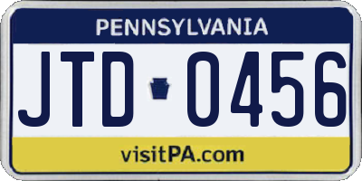 PA license plate JTD0456