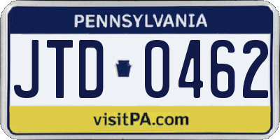 PA license plate JTD0462