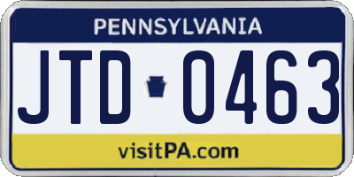 PA license plate JTD0463