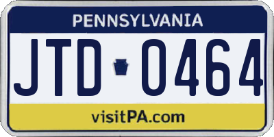 PA license plate JTD0464