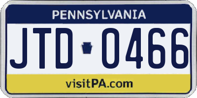 PA license plate JTD0466