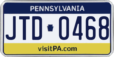 PA license plate JTD0468