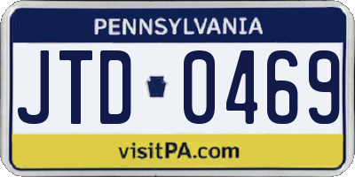 PA license plate JTD0469