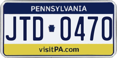PA license plate JTD0470