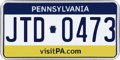 PA license plate JTD0473