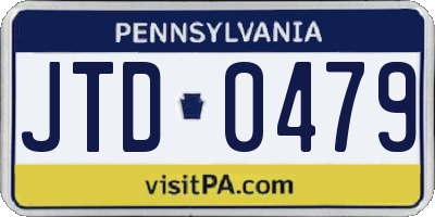 PA license plate JTD0479