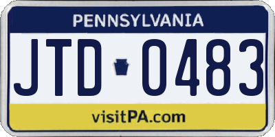 PA license plate JTD0483