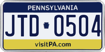 PA license plate JTD0504