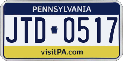 PA license plate JTD0517