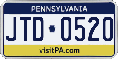 PA license plate JTD0520