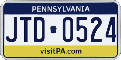PA license plate JTD0524