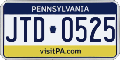PA license plate JTD0525