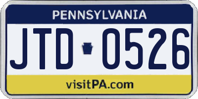 PA license plate JTD0526