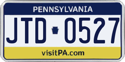 PA license plate JTD0527