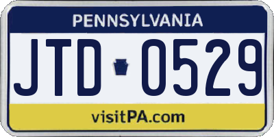 PA license plate JTD0529