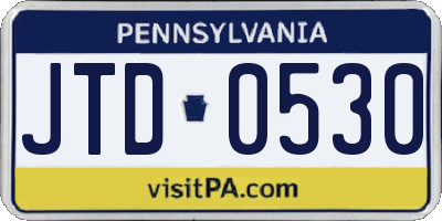 PA license plate JTD0530