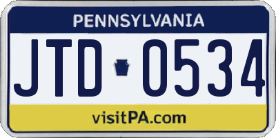 PA license plate JTD0534