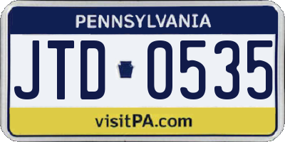 PA license plate JTD0535