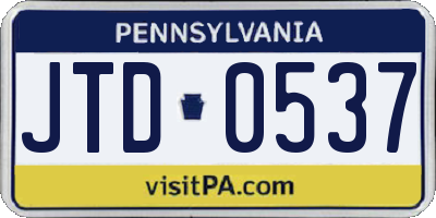 PA license plate JTD0537