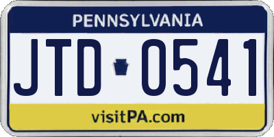 PA license plate JTD0541