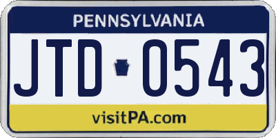 PA license plate JTD0543