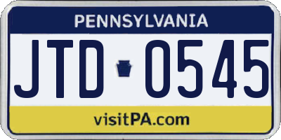 PA license plate JTD0545