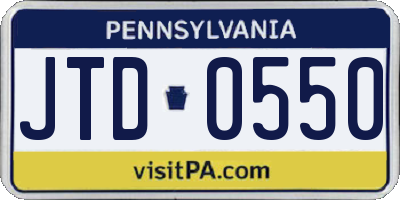 PA license plate JTD0550