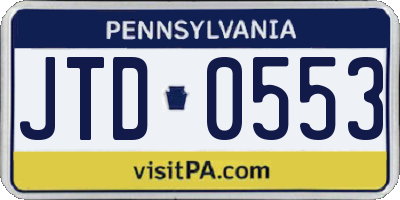 PA license plate JTD0553