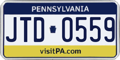 PA license plate JTD0559