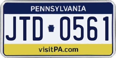PA license plate JTD0561