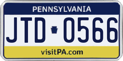 PA license plate JTD0566