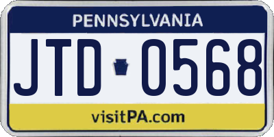 PA license plate JTD0568