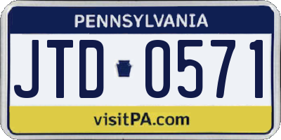 PA license plate JTD0571
