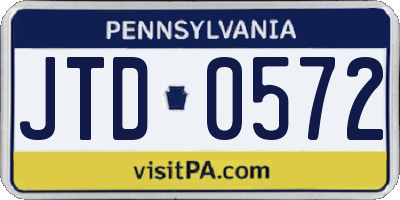 PA license plate JTD0572