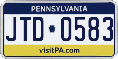 PA license plate JTD0583